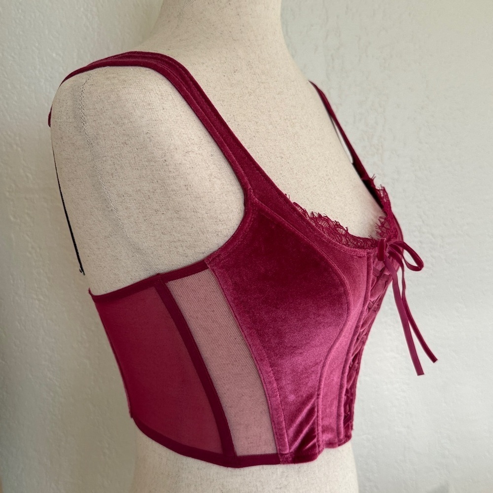 Victoria Secret Velvet Corset Top - Pink Berry - Picture 2 of 5